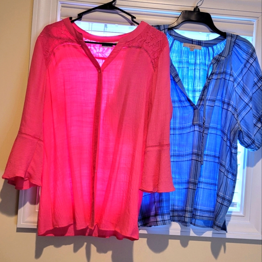 Womens Pink And Blue Blouses- size Large